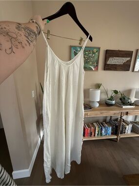 Women's White Flowy Wide Leg Jumpsuit